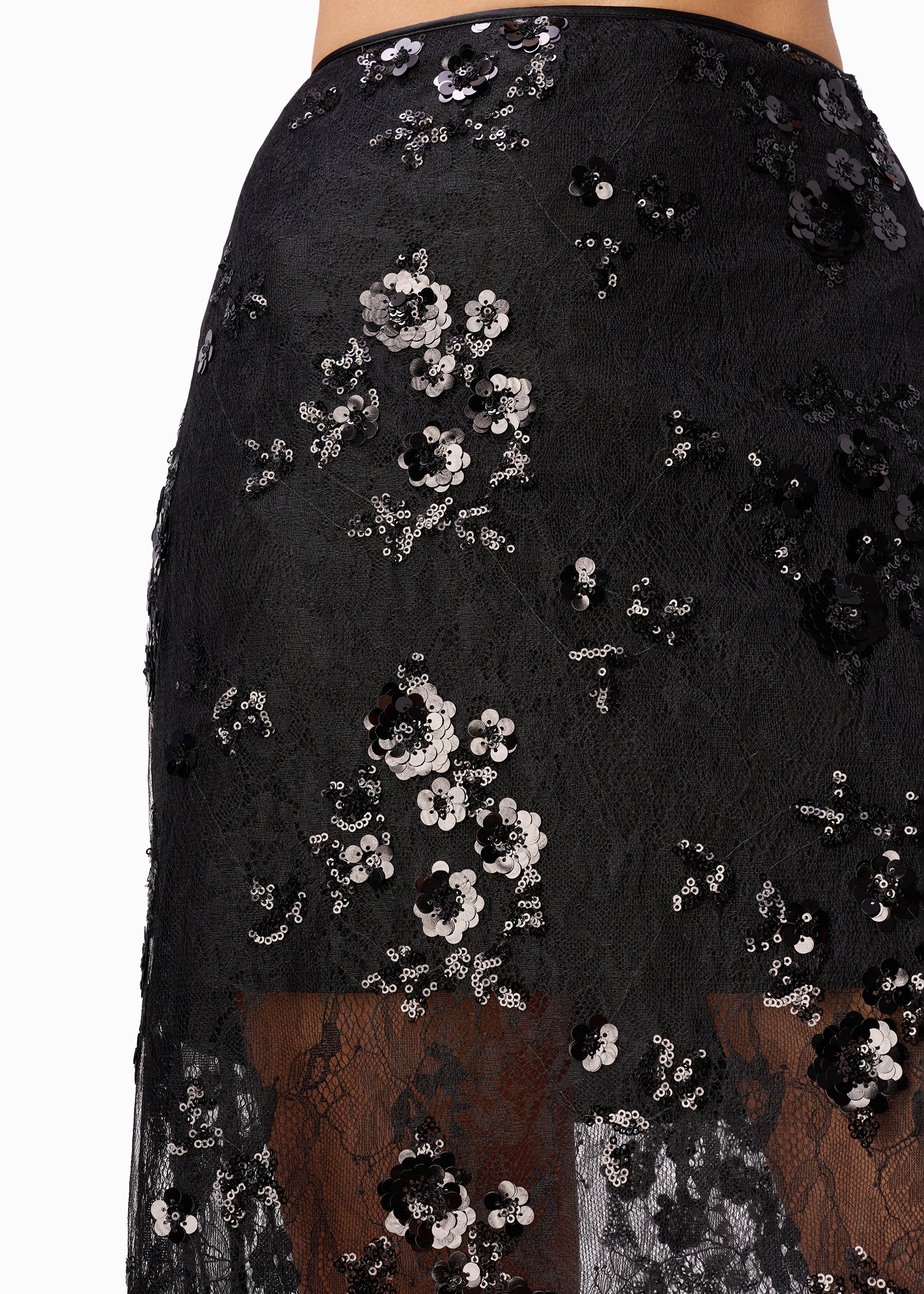 Aylin Sequin Lace Midi Skirt Black - Image 3