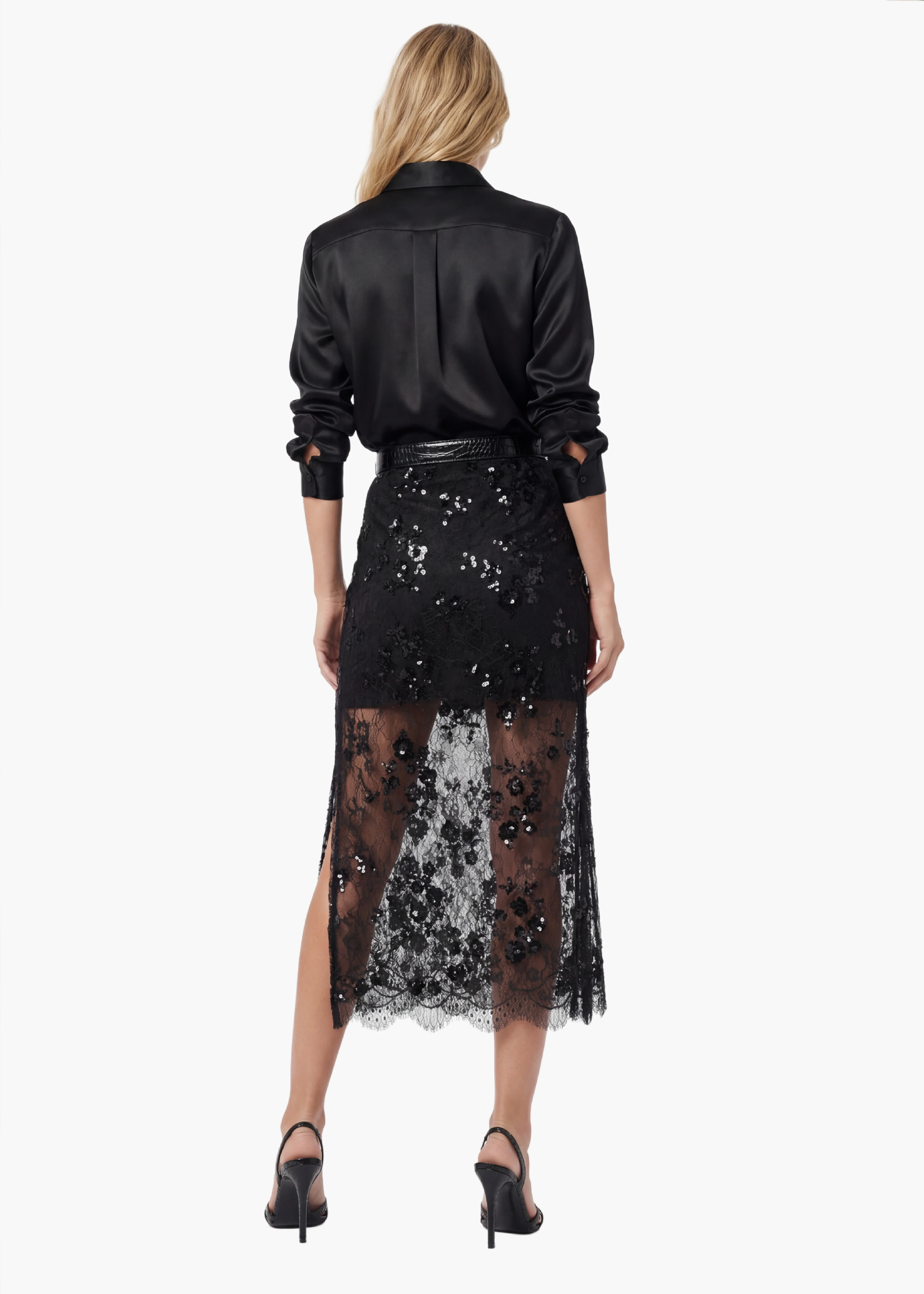 Aylin Sequin Lace Midi Skirt Black - Image 6