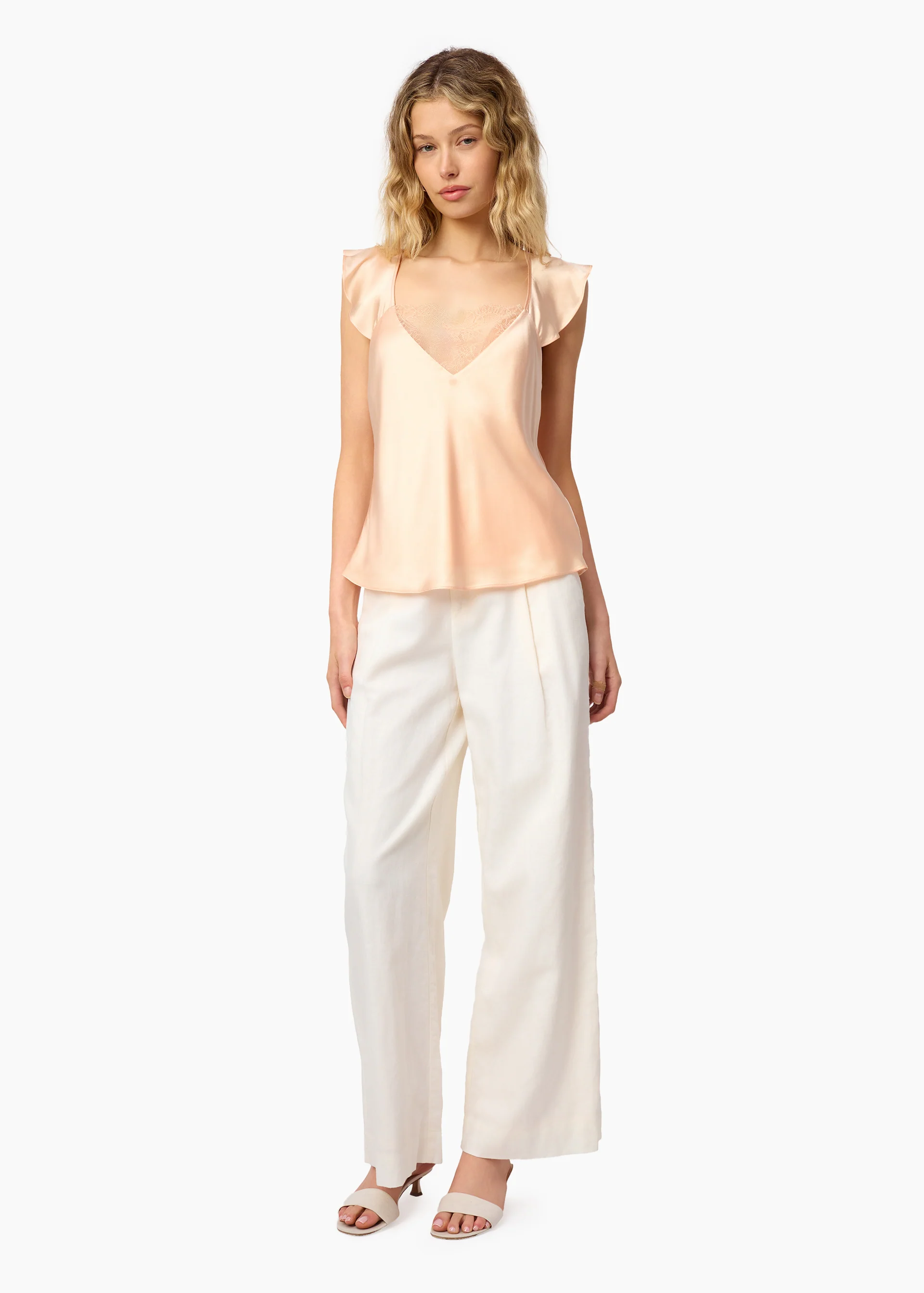 Cadiz Wide Leg Pant Cream - Image 3