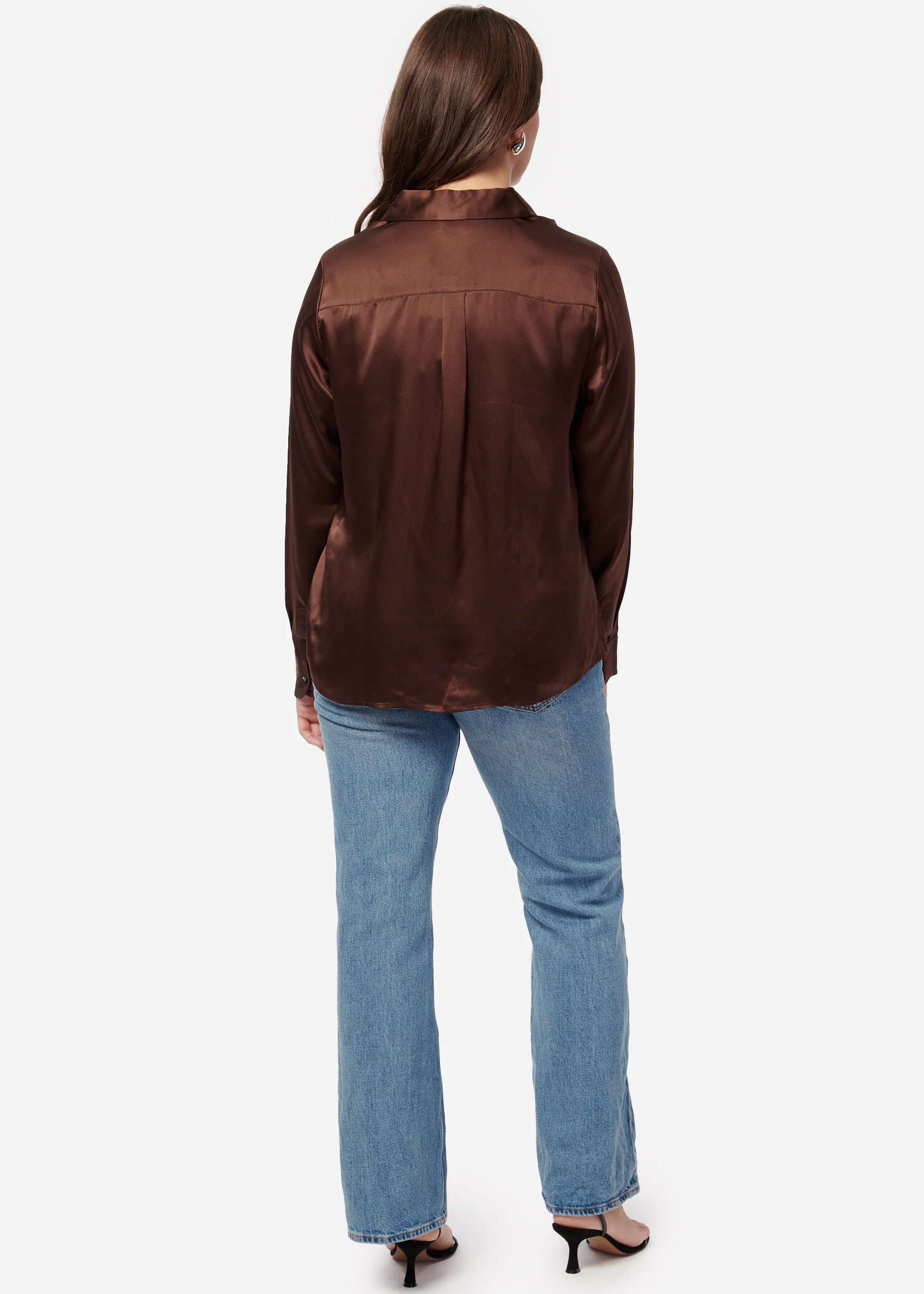 Crosby Silk Blouse Chocolate - Image 3