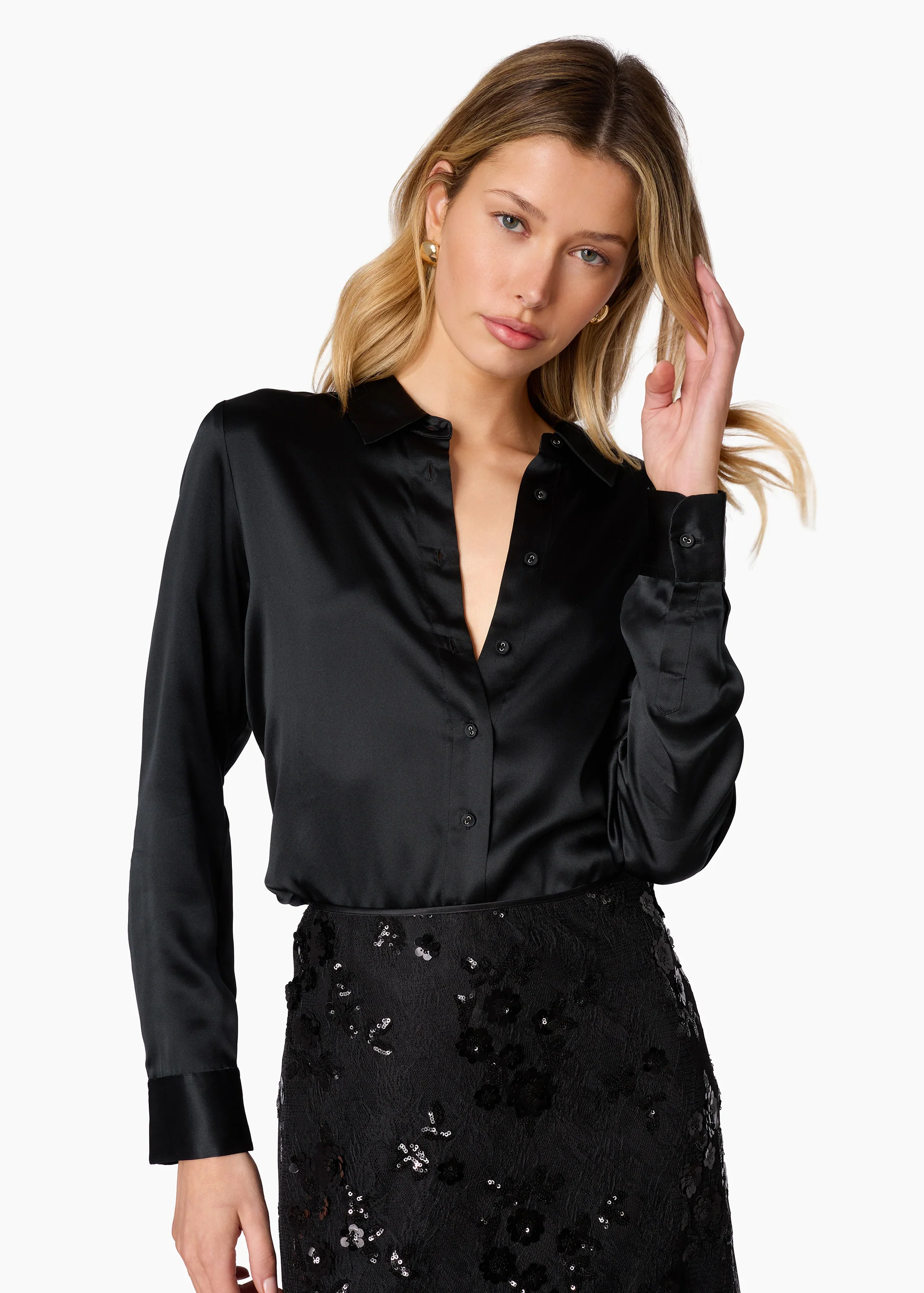 Crosby Silk Blouse Black - Image 3