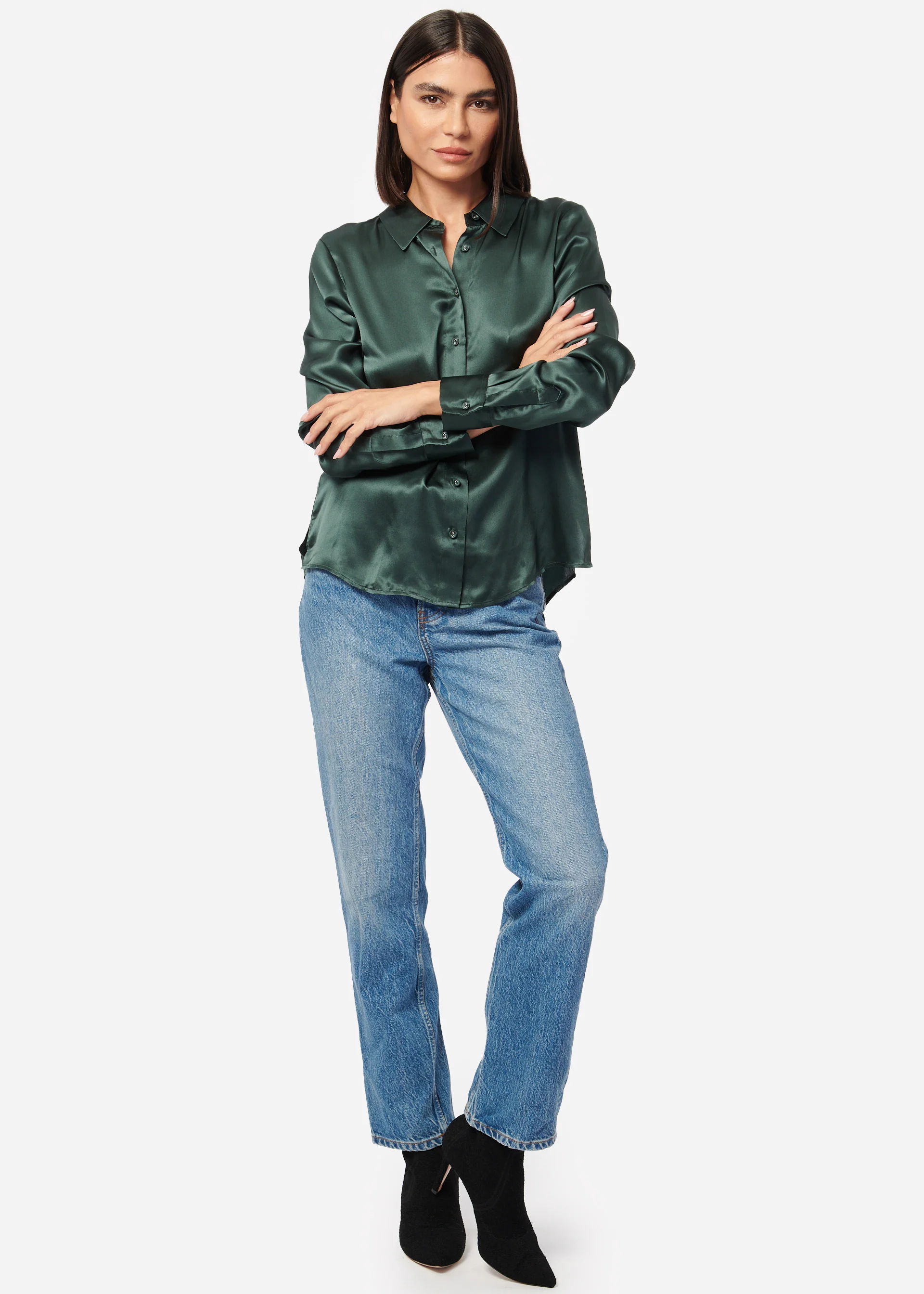 Crosby Silk Blouse Hunter - Image 3