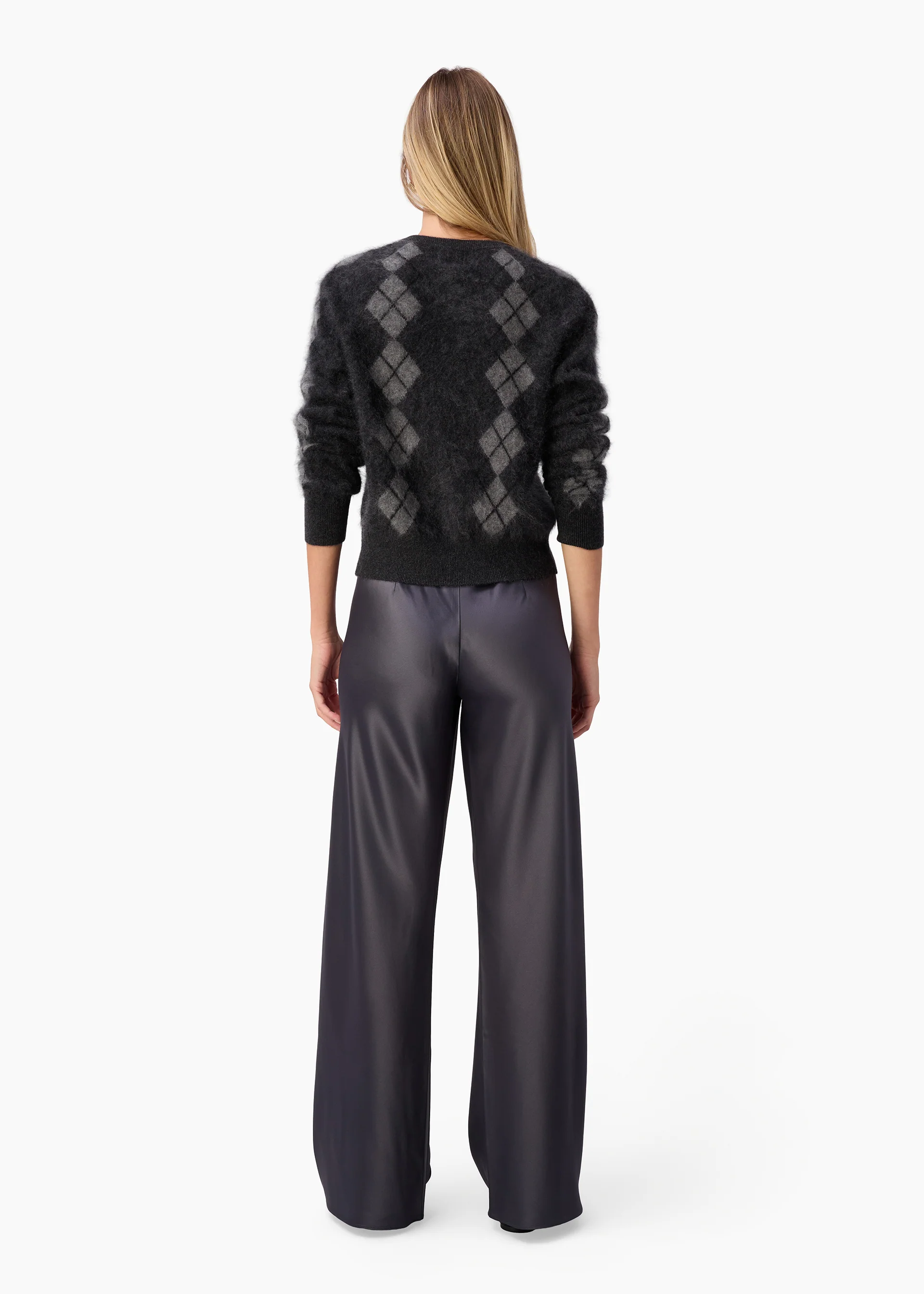 Dorian Cashmere Cardigan Gray Argyle - Image 4