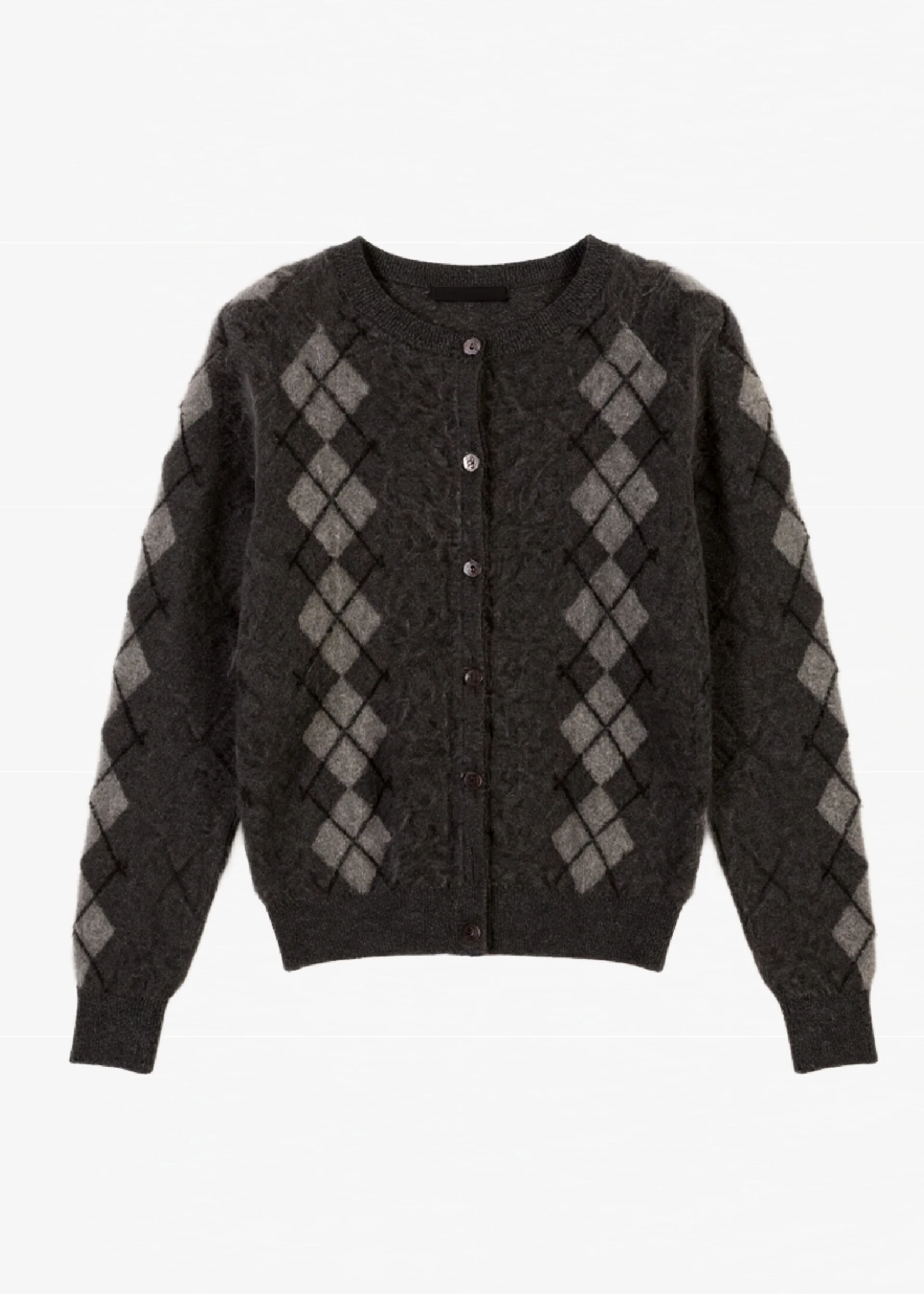 Dorian Cashmere Cardigan Gray Argyle - Image 5