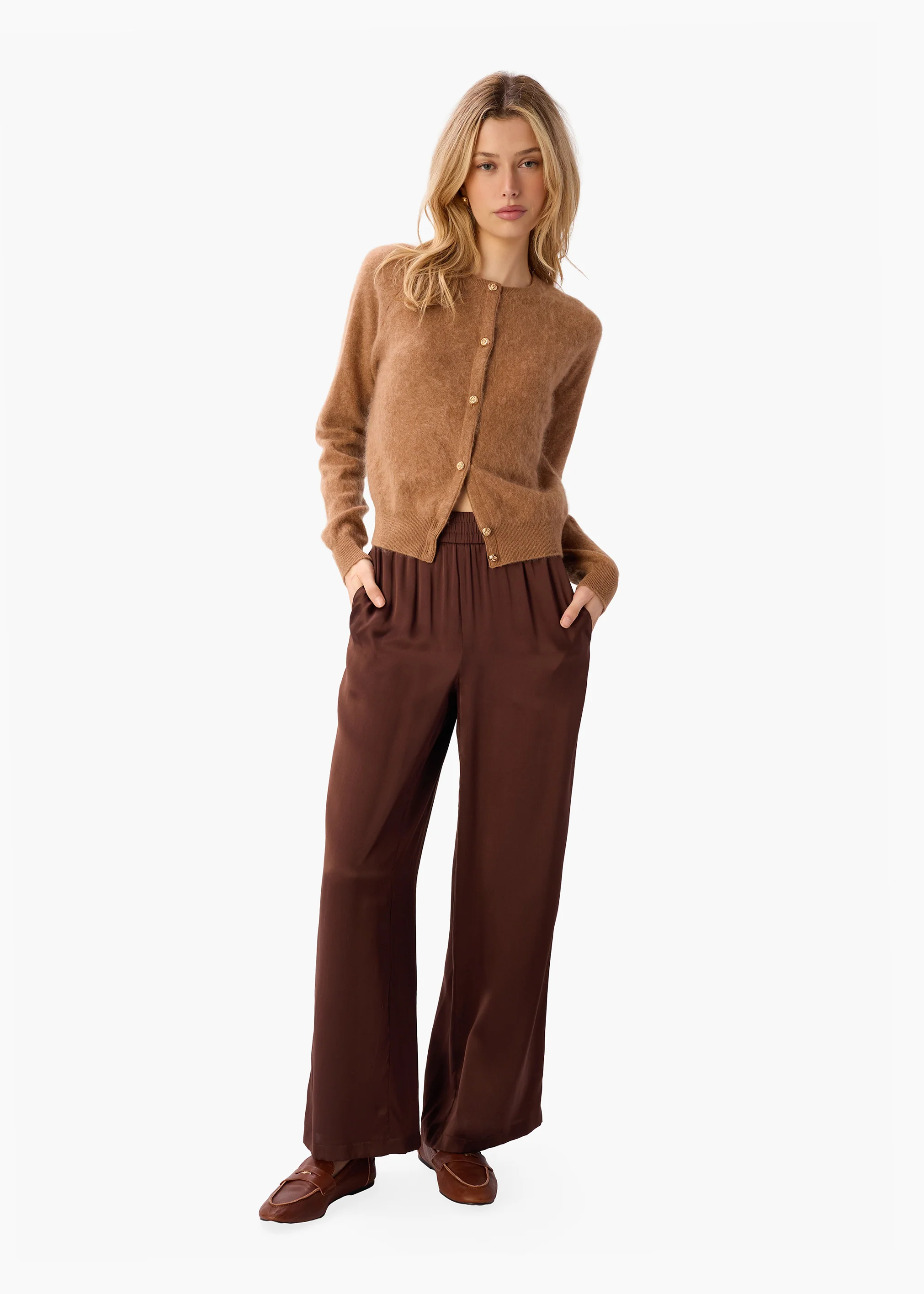 Dorian Cashmere Cardigan Caramel - Image 3