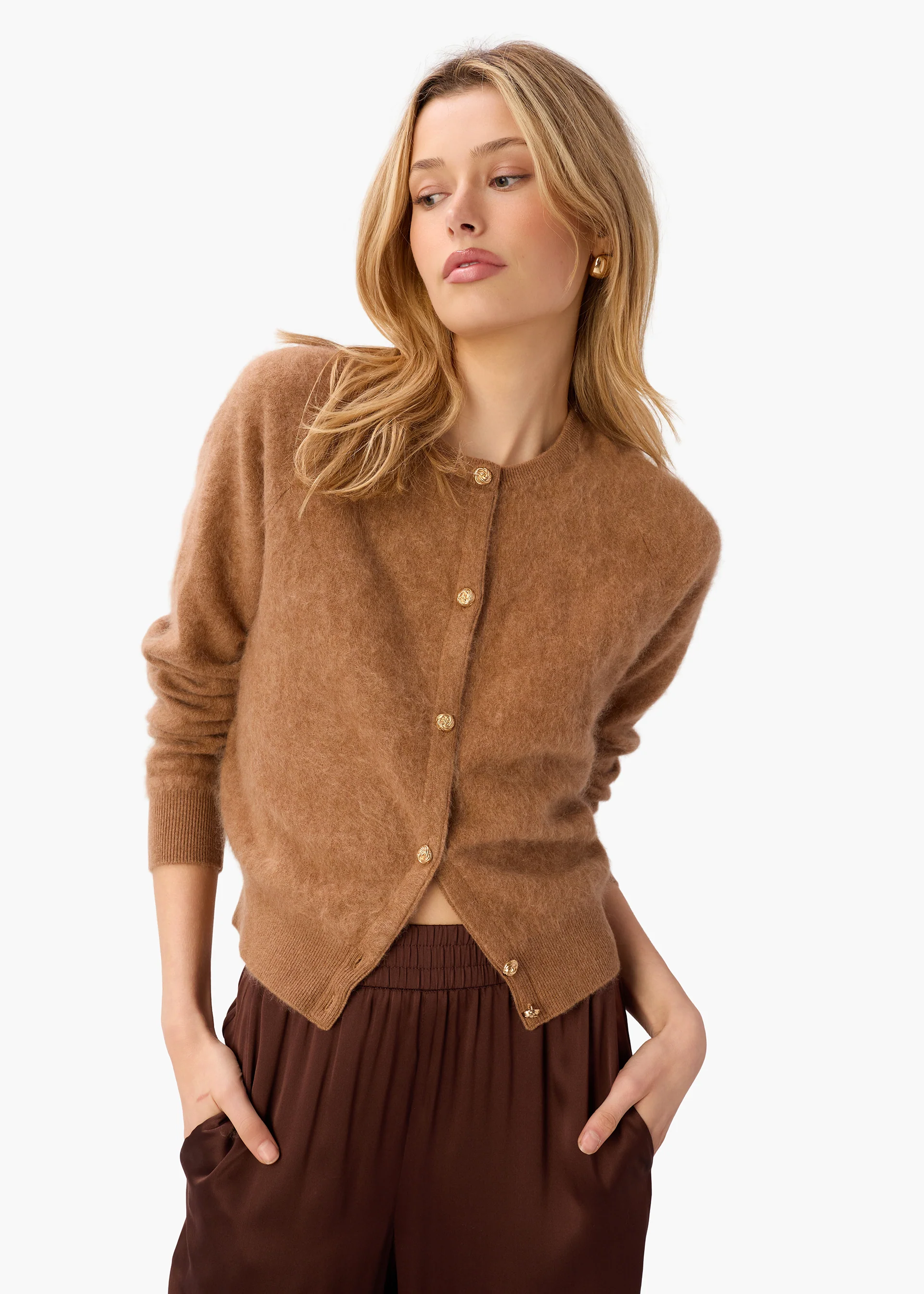 Dorian Cashmere Cardigan Caramel - Image 4