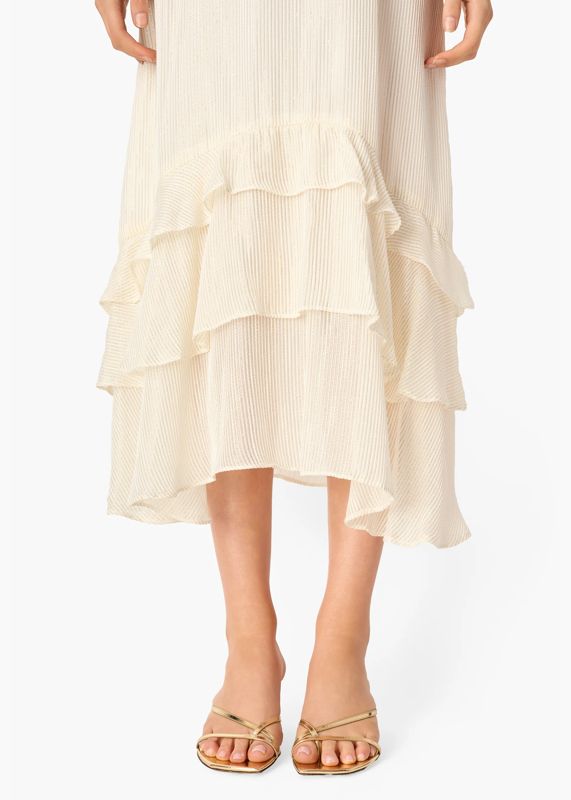 Esmeralda Metallic Chiffon Dress White - Image 4