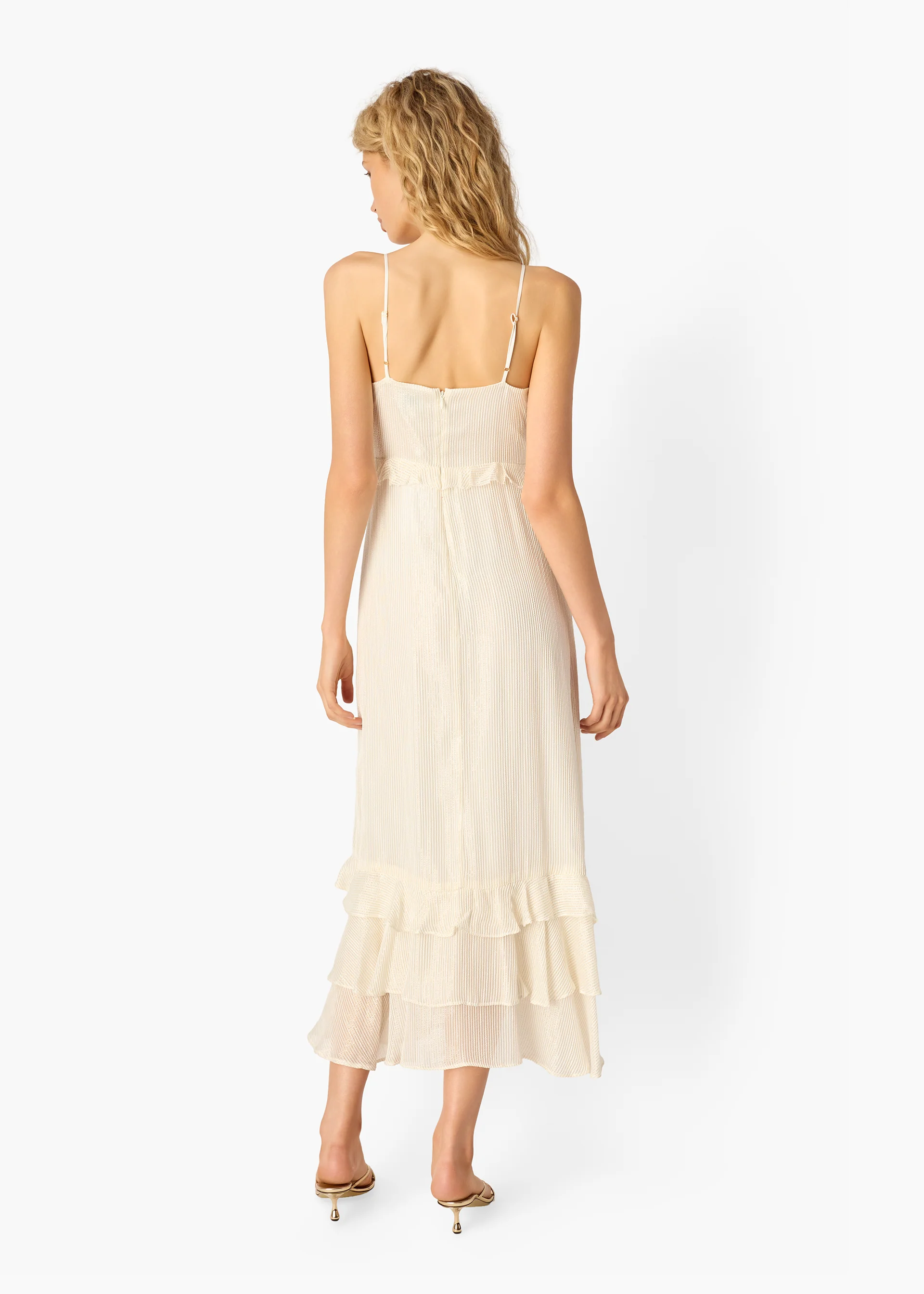 Esmeralda Metallic Chiffon Dress White - Image 5