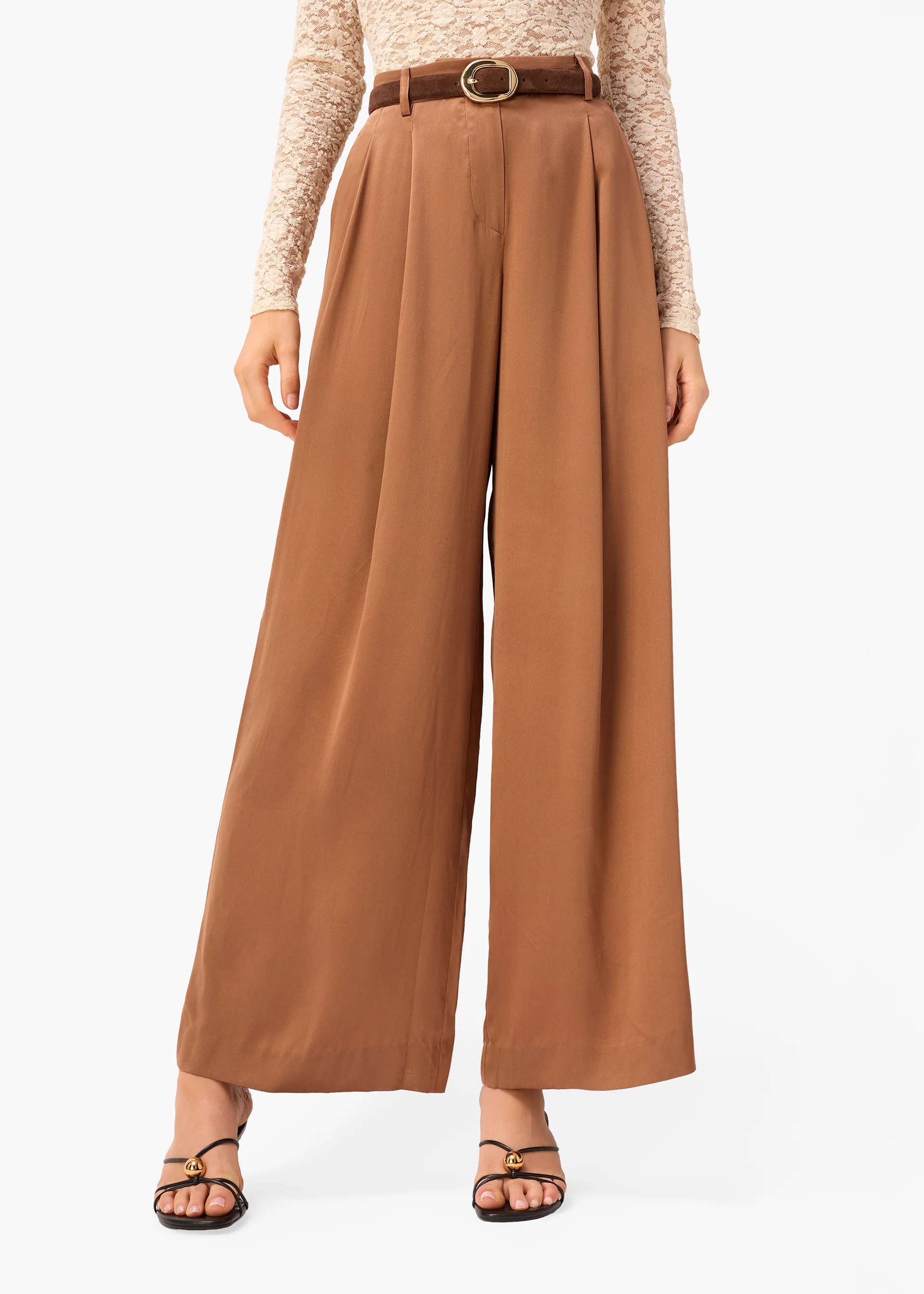 Fabian Wide Leg High Rise Pant Carob - Image 4