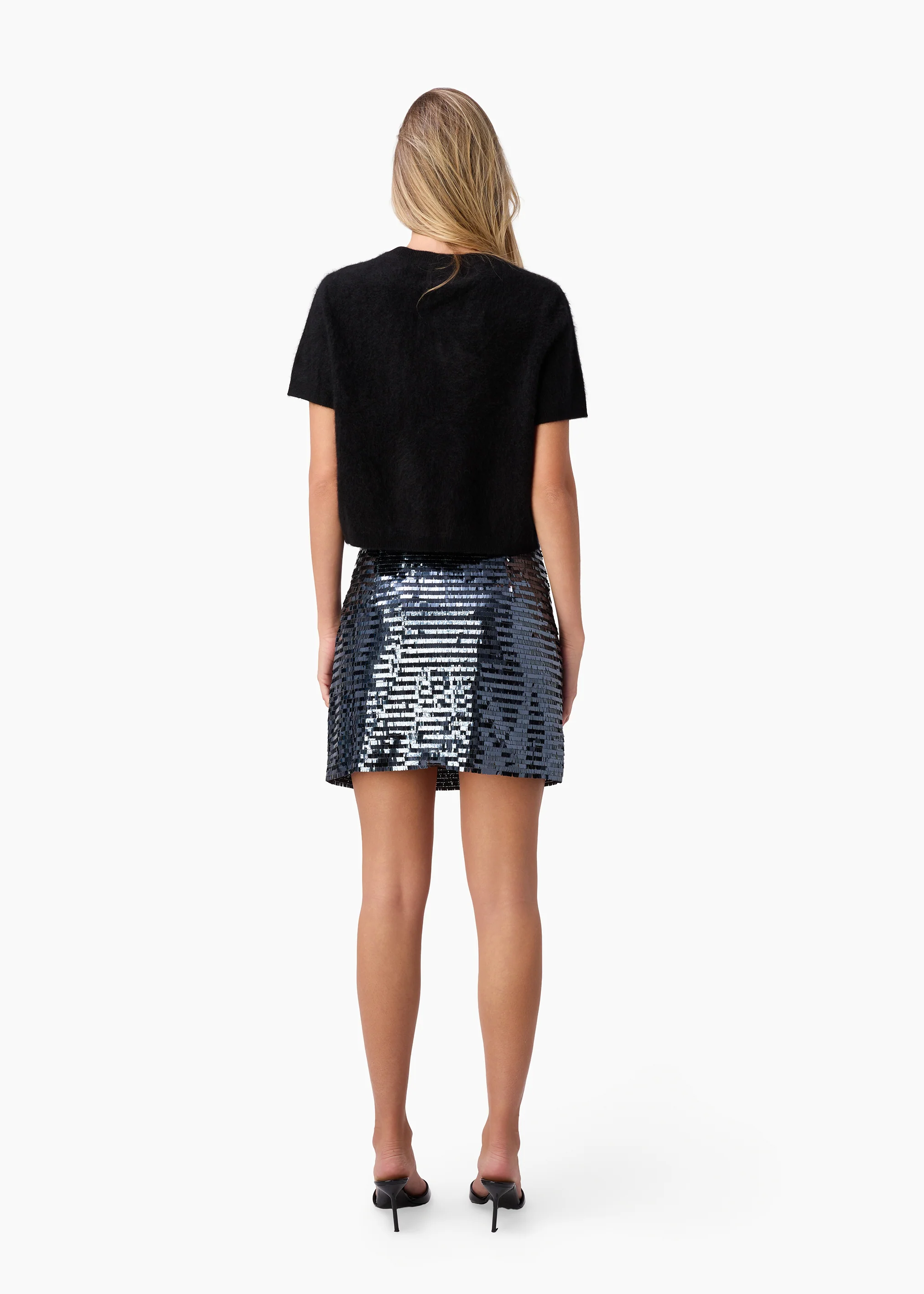 Fayruz Mid Rise Sequin Mini Skirt Coal - Image 5