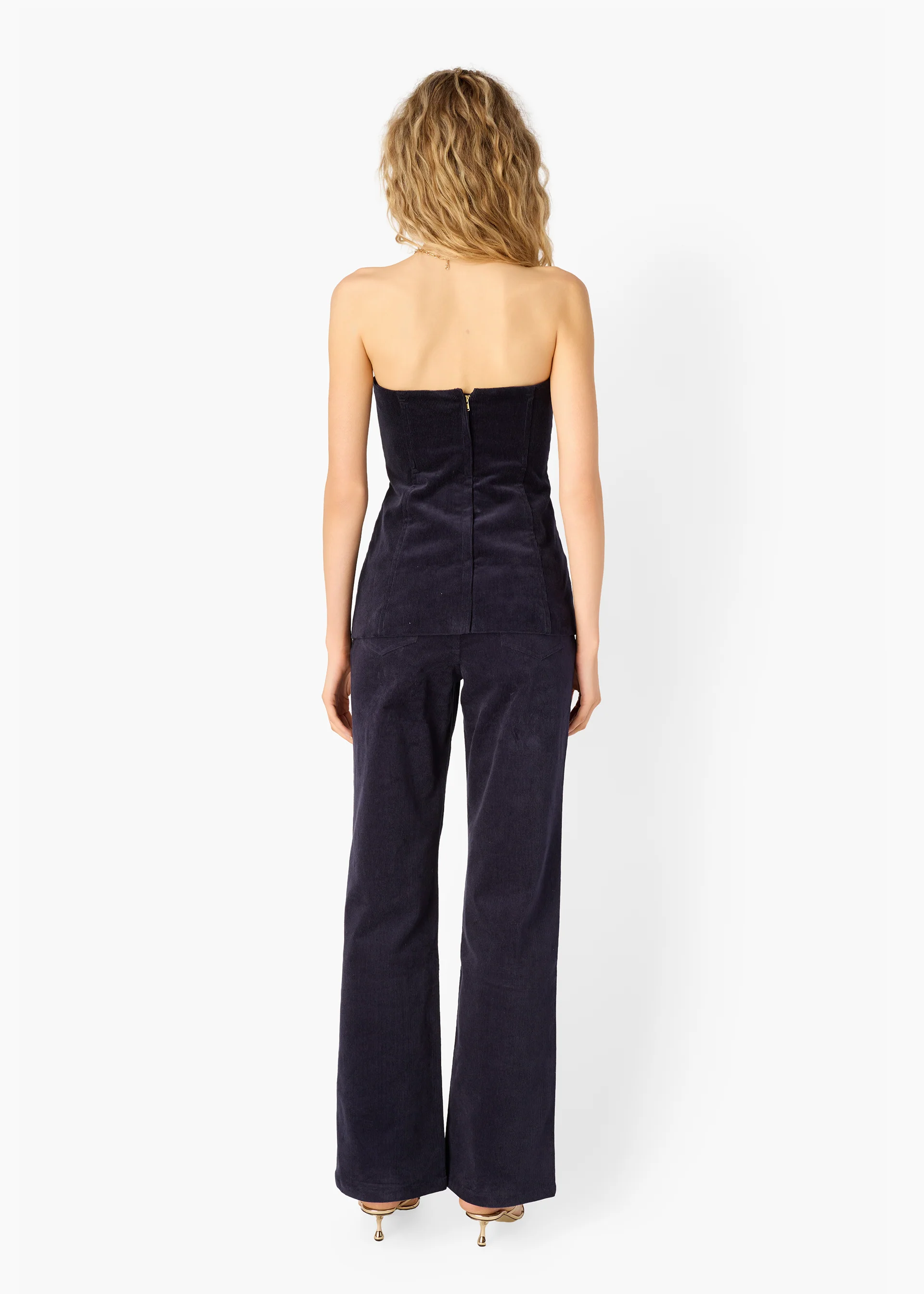 Iman Corduroy Strapless Top Navy - Image 5