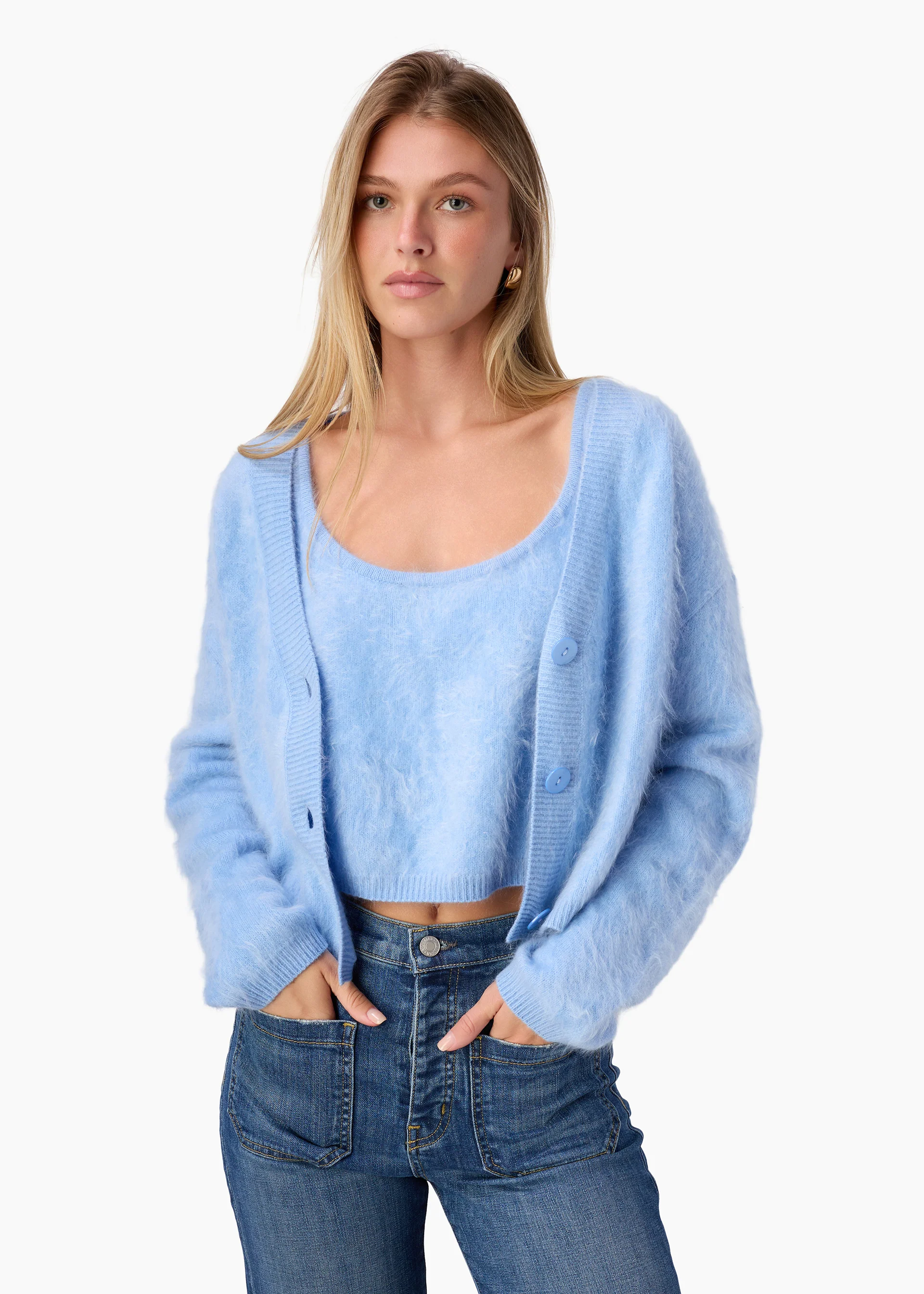Josefa Cashmere Cardigan Cerulean - Image 3