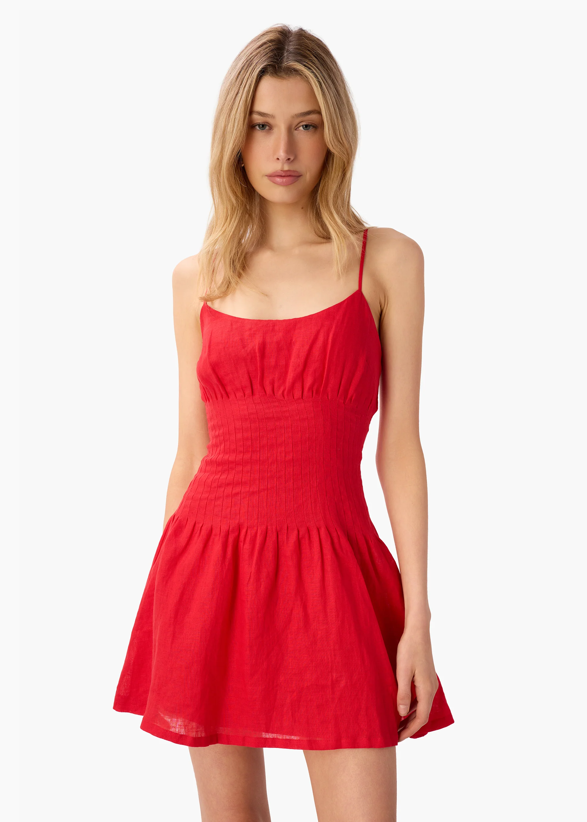 Kairi Linen Mini Dress Candy Apple - Image 3