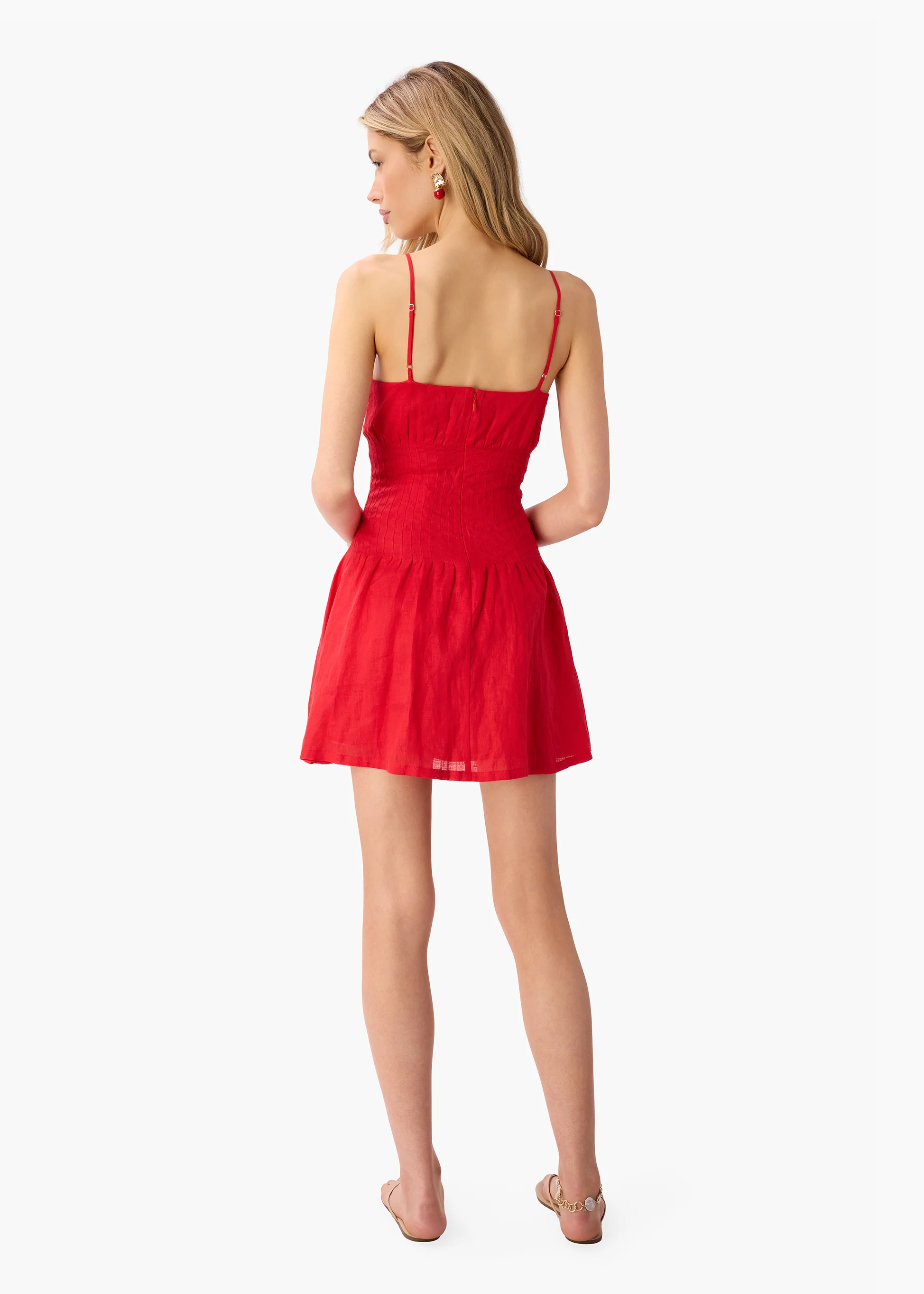 Kairi Linen Mini Dress Candy Apple - Image 4