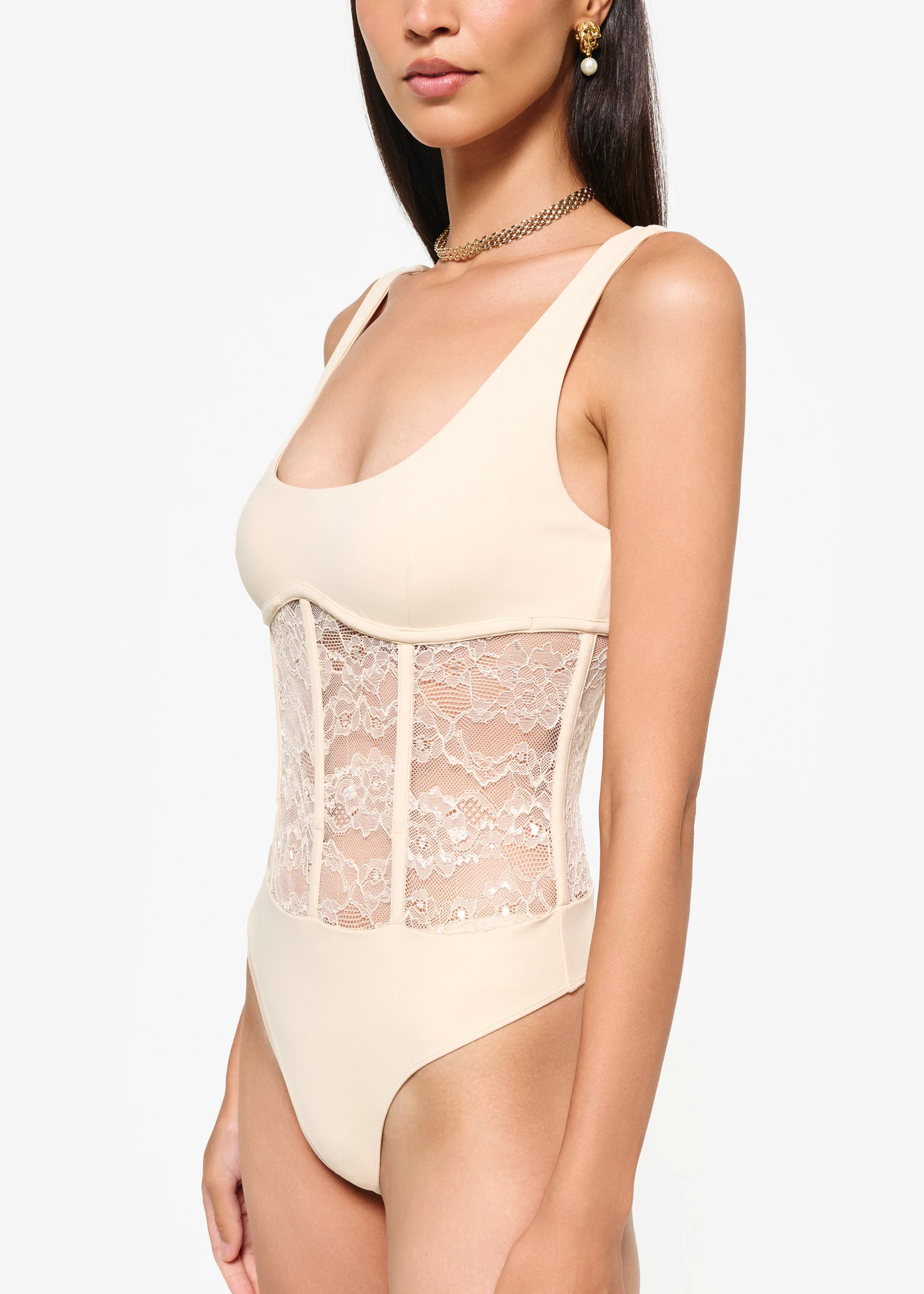Kimber Lace Corset Bodysuit Bone - Image 5