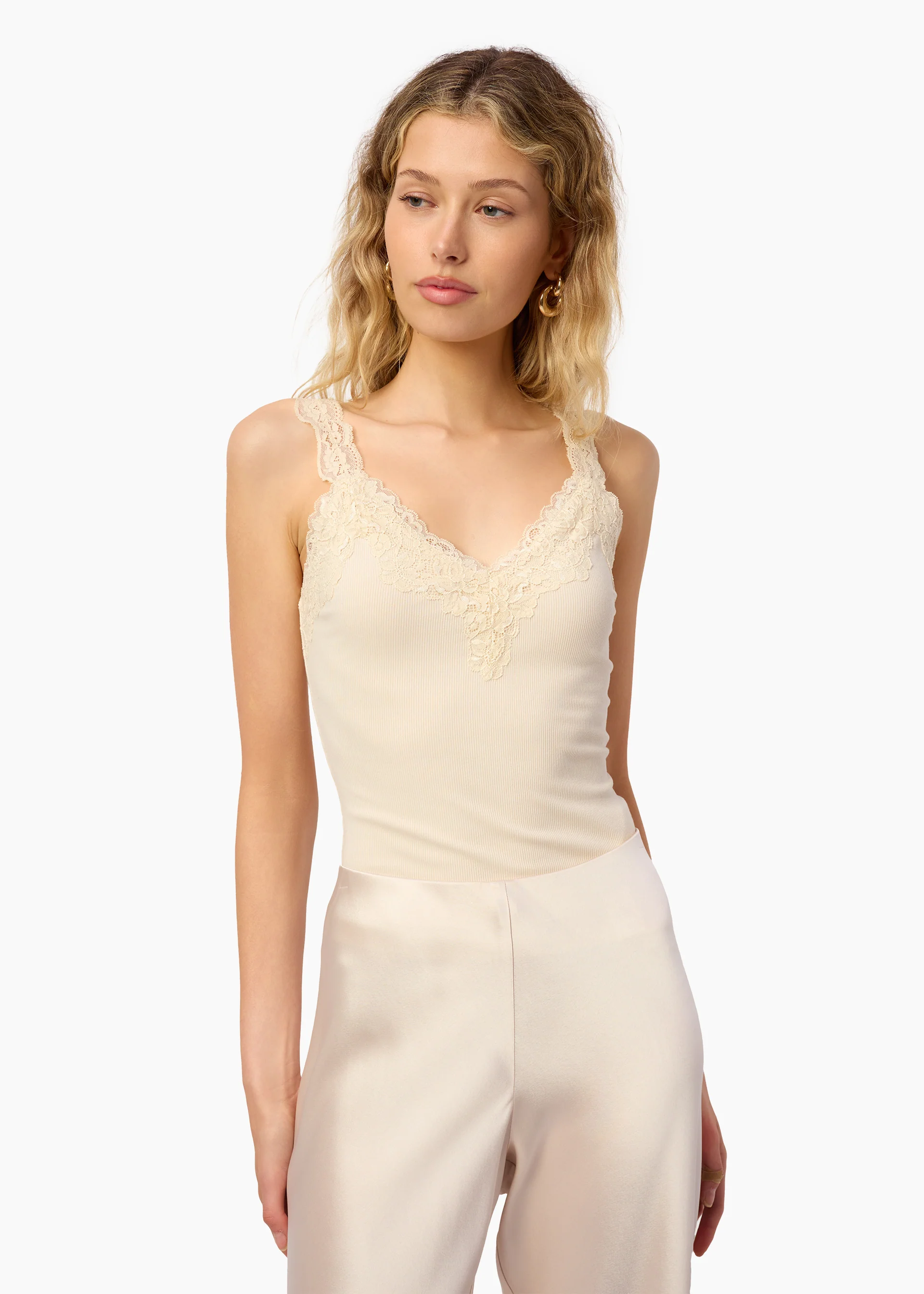 Lani Rib Knit Tank Bone - Image 3