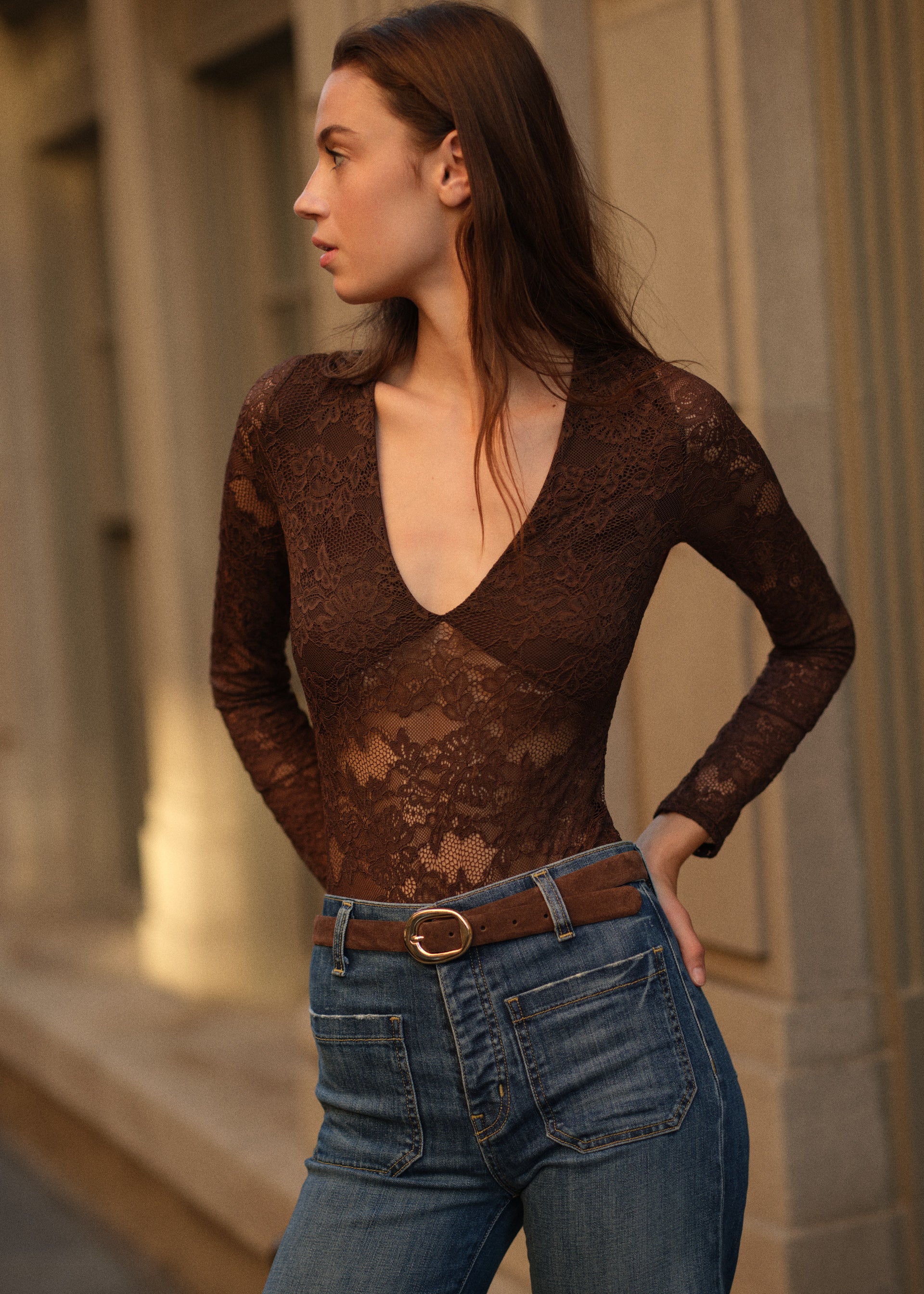 Nami Lace Bodysuit Sable - Image 5