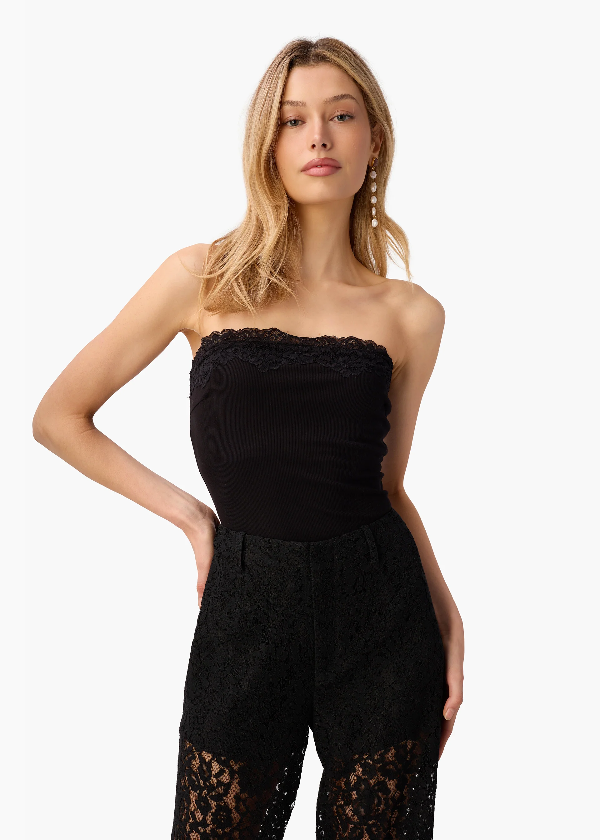 Rama Strapless Rib Knit Camisole Black - Image 3