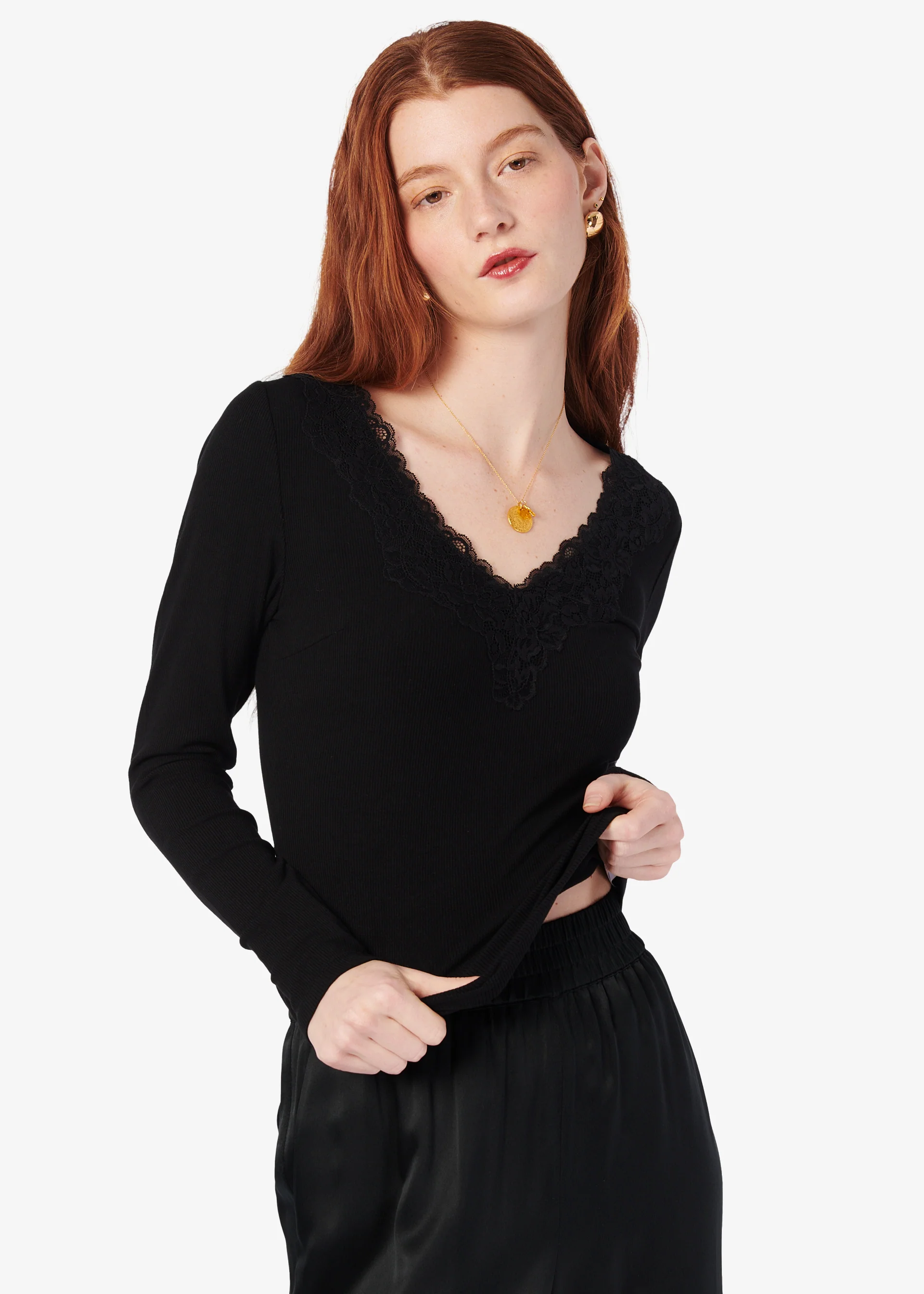 Rooney Rib Knit Top Black - Image 3