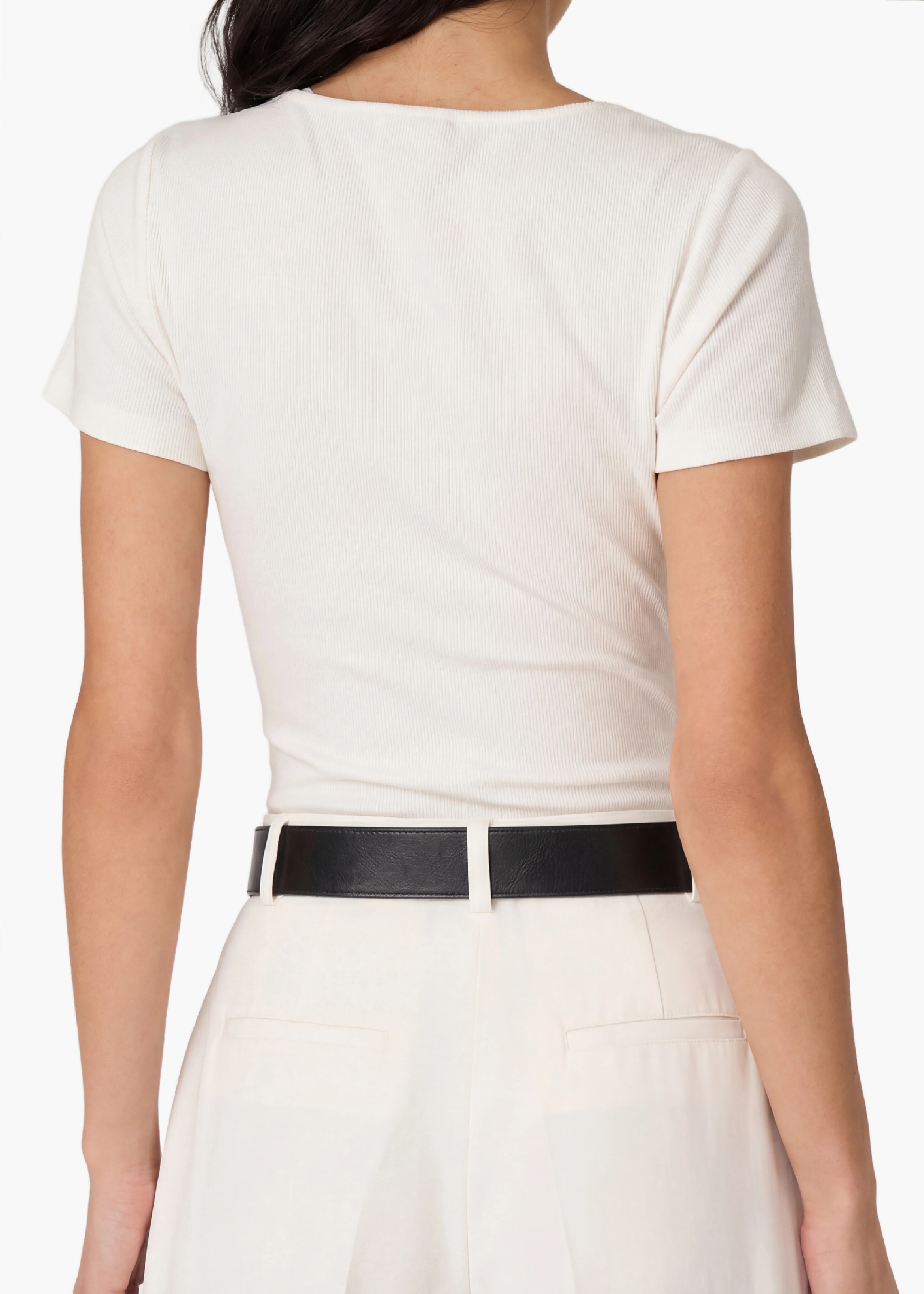 Sana Rib Knit Tee White - Image 3