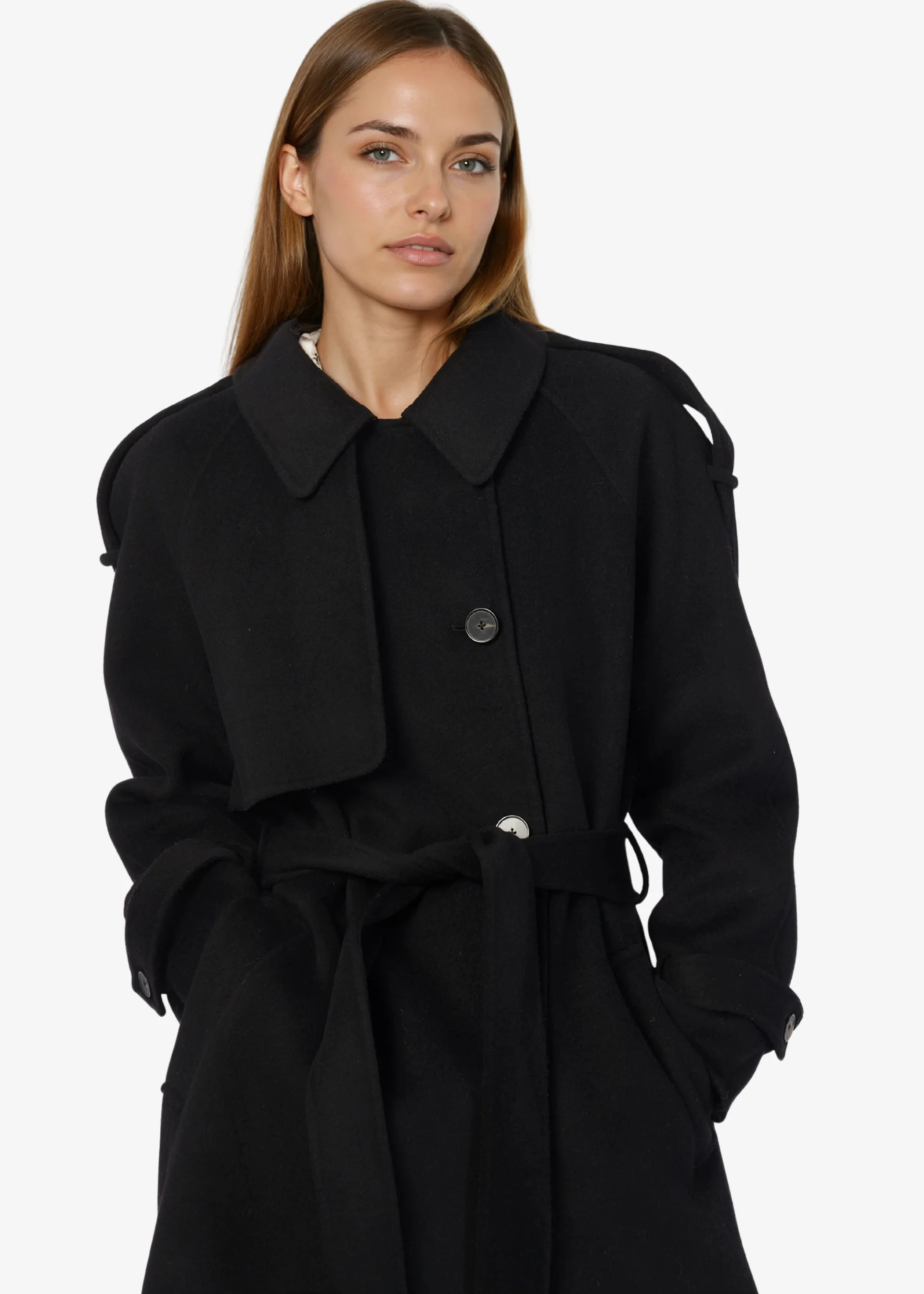 Yennifer Trench Coat Black - Image 3